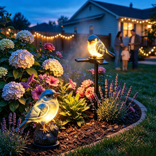 Cartoon Lan Bird Solar Lawn Light Front Walkway Outdoor Accent Lamp Ornament Gift
