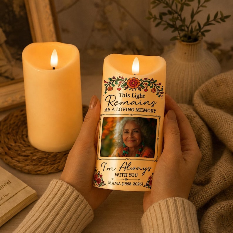 Personalized Day of Dead Pet Candle, Custom Photo Portrait Memorial Candle, Remembrance Gift