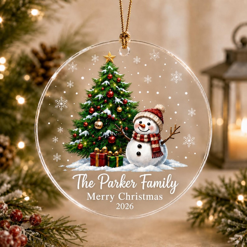 Personalized Family Christmas Ornament 2026, Custom Family Name Glass Ornament, Christmas Tree Decoration, Family Keepsake Gift