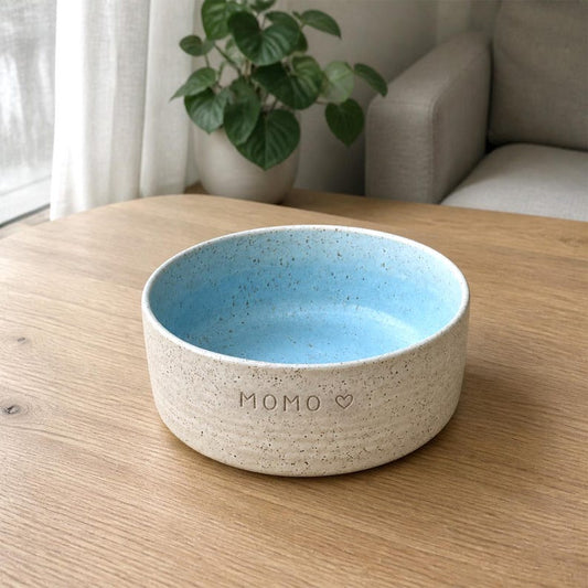 Personalized Ceramic Pet Bowl, Custom Name Dog Dish, Handmade Home Decor