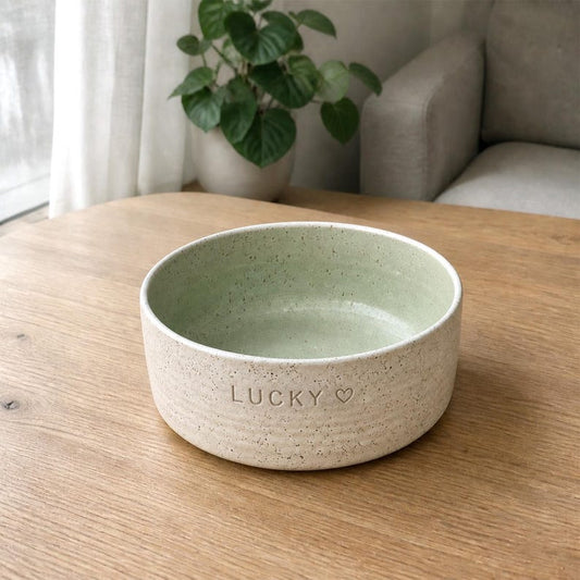 Personalized Ceramic Pet Bowl, Custom Name Dog Dish, Handmade Home Decor