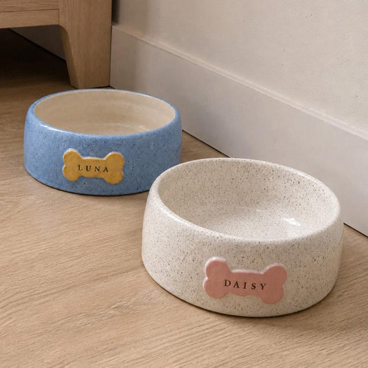 Personalized Ceramic Pet Bowl, Custom Name Dish, Handmade Cat Food Dish