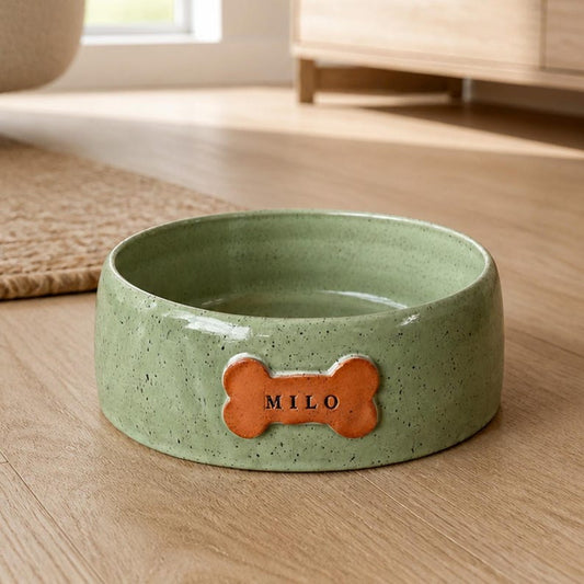 Customized Ceramic Pet Bowl, Personalized Name Engraving, Dog Cat Supplies