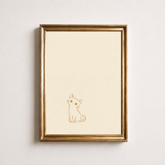 Minimalist Cat Poster, Cat Line Art Print, Boho Kitten Wall Art, Terracotta Nursery Decor, Cute Cat Line Drawing Print, Cat Lover Gift