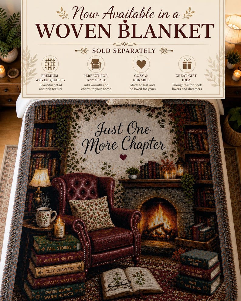 Just One More Chapter Pillowcase |Beige Bookish Throw Pillow cover | Cozy Reading Room Decor|Fall decor| Bookish pillowcase| Book lover gift