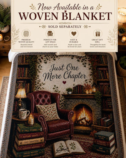 Just One More Chapter Pillowcase |Beige Bookish Throw Pillow cover | Cozy Reading Room Decor|Fall decor| Bookish pillowcase| Book lover gift