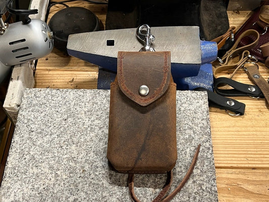 Handmade Leather Saddle Phone Case, Full Grain Leather, Amish Made in USA