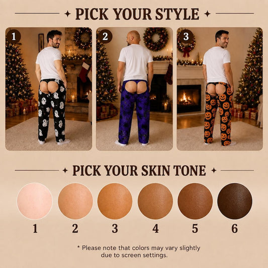 Personalized Funny Halloween Backless Pajama Pants, Custom Pumpkin Spooky Men Lounge Pants