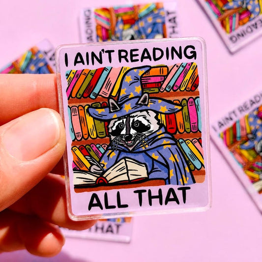 Funny Magnet Reading Humor Fridge Decor Cubicle Raccoon Themed Gift Reading Teacher Magnet Goofy Office Decor Quirky Home Sarcastic Humor