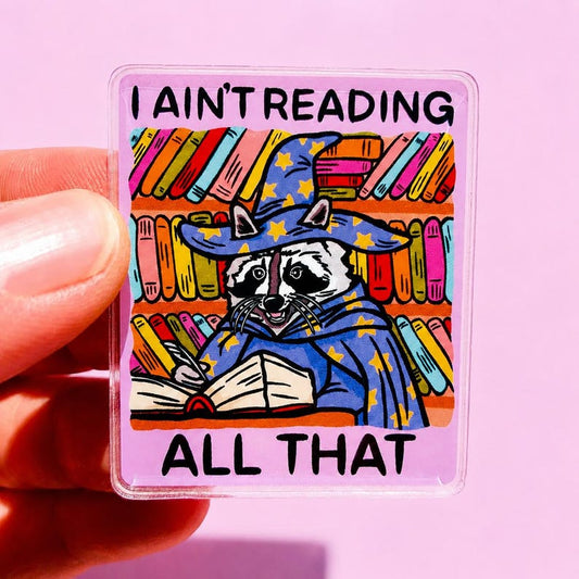 Funny Magnet Reading Humor Fridge Decor Cubicle Raccoon Themed Gift Reading Teacher Magnet Goofy Office Decor Quirky Home Sarcastic Humor