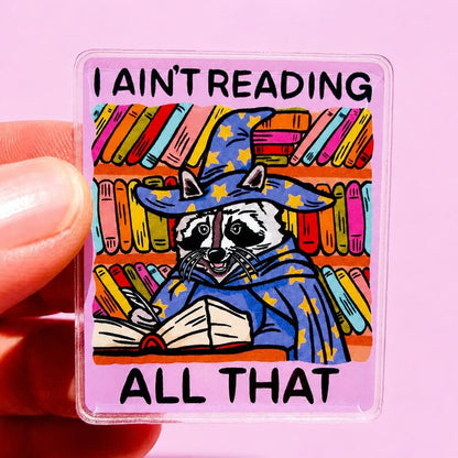 Funny Magnet Reading Humor Fridge Decor Cubicle Raccoon Themed Gift Reading Teacher Magnet Goofy Office Decor Quirky Home Sarcastic Humor