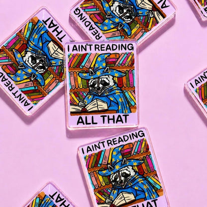 Funny Magnet Reading Humor Fridge Decor Cubicle Raccoon Themed Gift Reading Teacher Magnet Goofy Office Decor Quirky Home Sarcastic Humor