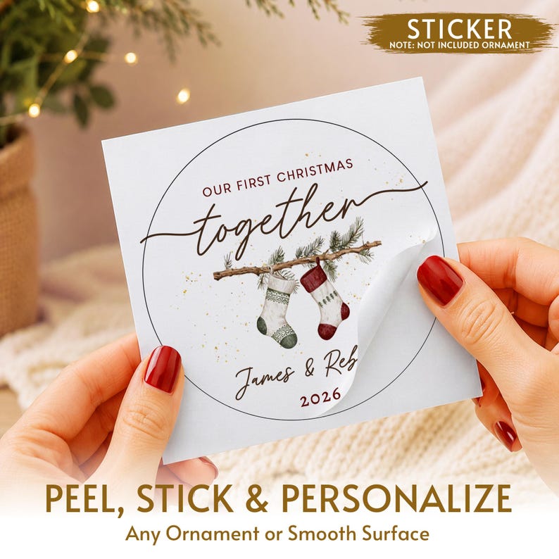 First Christmas Together Ornament, Custom Couple Names Stocking Keepsake
