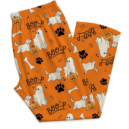 Boo-P Ghost Dog Pajama Pants, Funny Halloween Dog Pajamas, Spooky Ghost Puppy Lounge Pants, Dog Mom Halloween Gift, Cozy Fall PJs