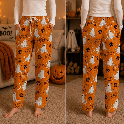 Boo-P Ghost Dog Pajama Pants, Funny Halloween Dog Pajamas, Spooky Ghost Puppy Lounge Pants, Dog Mom Halloween Gift, Cozy Fall PJs