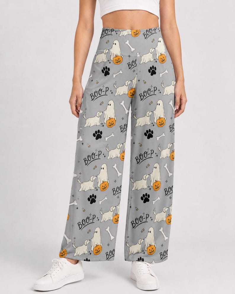 Boo-P Ghost Dog Pajama Pants, Funny Halloween Dog Pajamas, Spooky Ghost Puppy Lounge Pants, Dog Mom Halloween Gift, Cozy Fall PJs