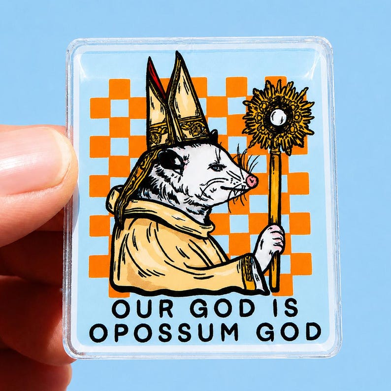 Funny Possum Magnet Opposum Gift Idea Possum Lover Decor Fridge Irreverent Humor Ironic Gift Youth Pastor Goofy Locker Magnet Catholic Humor