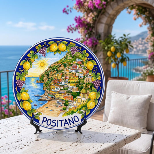 Positano Italy Display Plate, Coastal Village Decorative Wall Art, Italian Inspired Home Decor