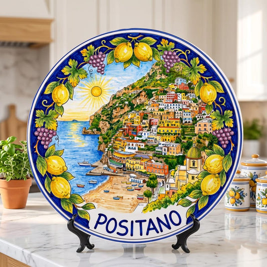 Positano Italy Display Plate, Coastal Village Decorative Wall Art, Italian Inspired Home Decor