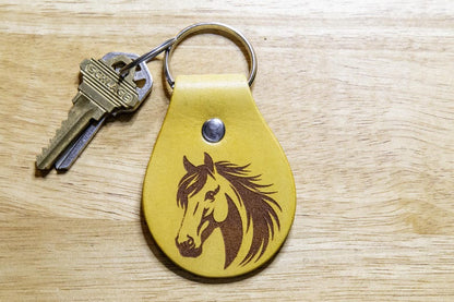 Horse Head Leather Keychain