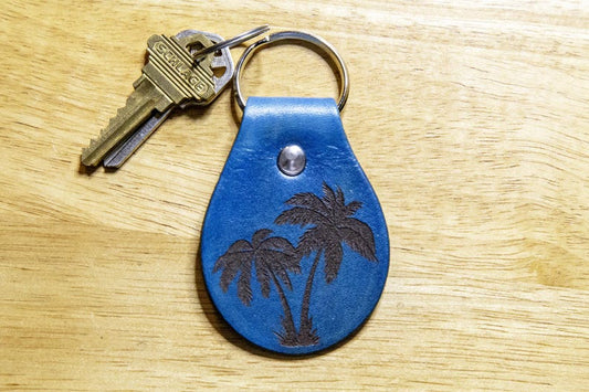 Palm Trees Leather Keychain