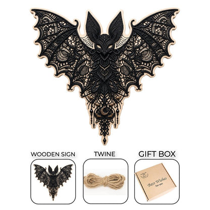 Gothic Bat Door Hanger, Halloween Wooden Sign, Spooky Bat Wall Decor, Witchy Home Decor, Gothic Halloween Decor, Front Door Decoration