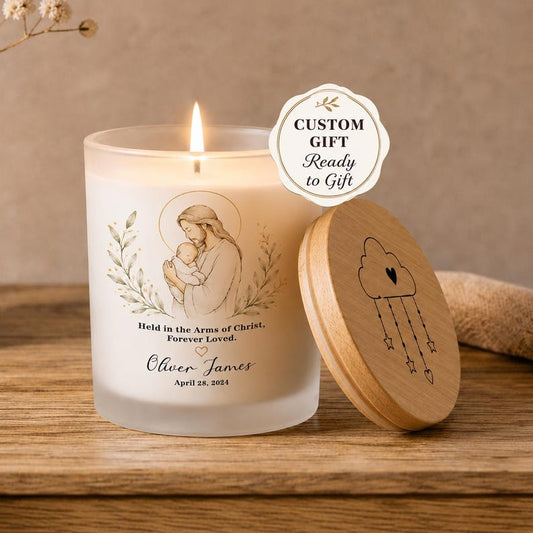 Personalized Christian Baby Memorial Candle - Custom Infant Loss Keepsake