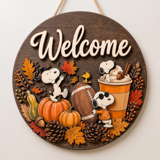 Cute Dog Football Fall Door Hanger, Pumpkin Autumn Front Door Decor, Rustic Thanksgiving Porch Sign, Football Fan Gift, Seasonal Wood Decor