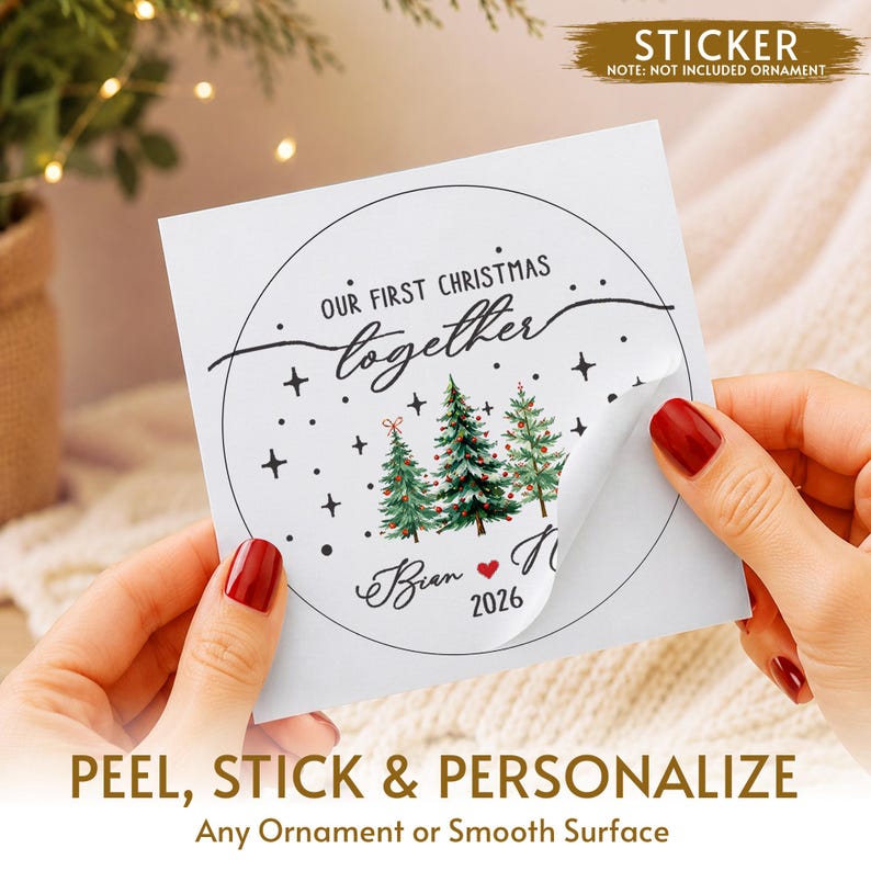 Personalized Our First Christmas Together Keepsake, Custom Couple Name Xmas Tree Glass Ornament