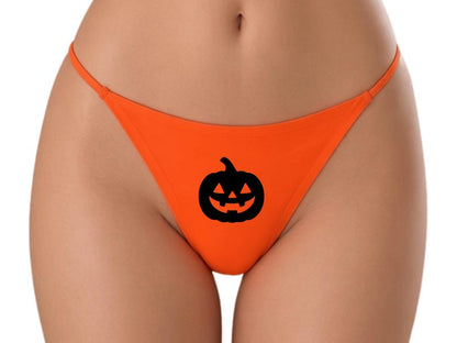 Orange Pumpkin Thong • Halloween Underwear • Spooky Lingerie • Funny Halloween Gift