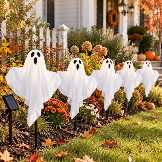 Halloween Solar Ghost Lights Outdoor Yard Decor Flexible Garden Stakes