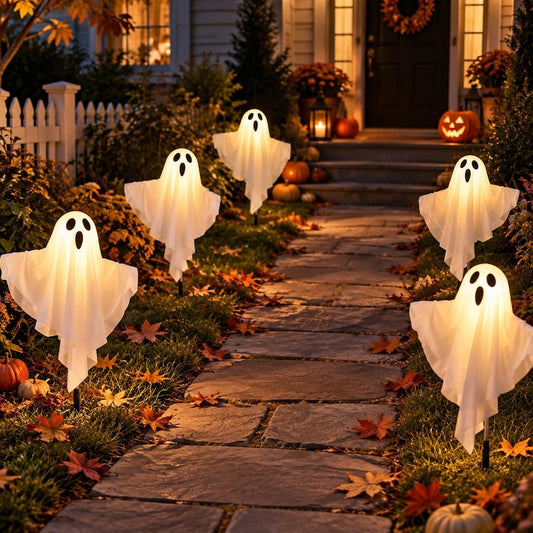 Halloween Solar Ghost Lights Outdoor Yard Decor Flexible Garden Stakes