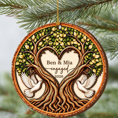 Personalized Engaged 2Layer Wooden Ornament, Engagement Ornament, Engagement Gifts, Wedding Ornament, Newlywed Gifts, Couple Engaged Gift