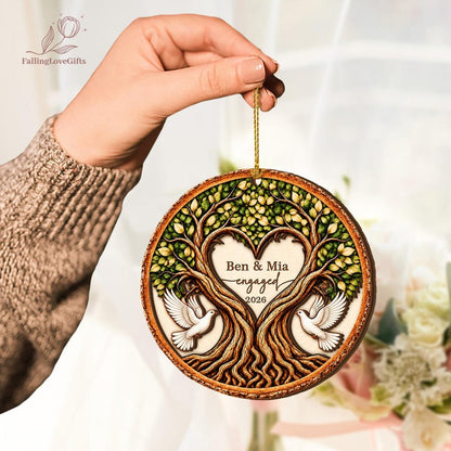 Personalized Engaged 2Layer Wooden Ornament, Engagement Ornament, Engagement Gifts, Wedding Ornament, Newlywed Gifts, Couple Engaged Gift