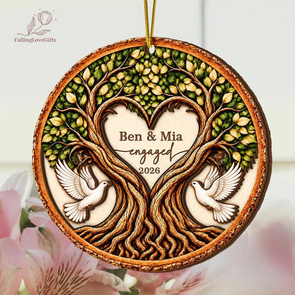 Personalized Engaged 2Layer Wooden Ornament, Engagement Ornament, Engagement Gifts, Wedding Ornament, Newlywed Gifts, Couple Engaged Gift