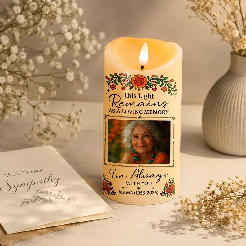 Personalized Day of Dead Pet Candle, Custom Photo Portrait Memorial Candle, Remembrance Gift