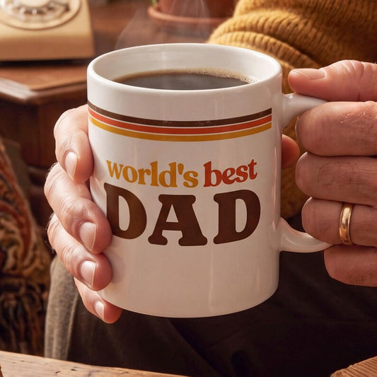 World's Best Dad Mug, Retro Coffee Mug, Father's Day Gift, Vintage Stripe Mug, Funny Dad Gift, Dad Birthday Gift Mug
