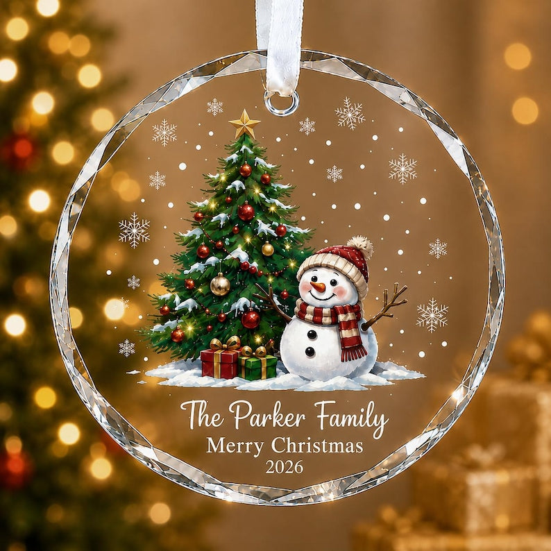 Personalized Family Christmas Ornament 2026, Custom Family Name Glass Ornament, Christmas Tree Decoration, Family Keepsake Gift