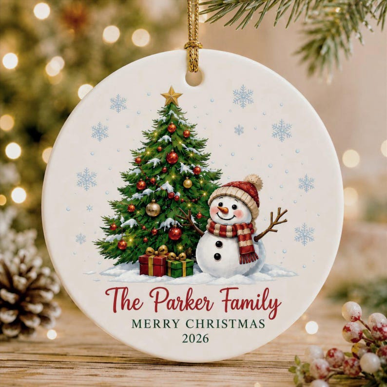 Personalized Family Christmas Ornament 2026, Custom Family Name Glass Ornament, Christmas Tree Decoration, Family Keepsake Gift