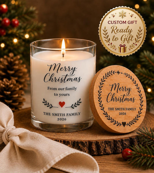 Personalized Christmas Candle, Christian Christmas Gift, Custom Family Gift, O Holy Night Candle, Engraved Lid