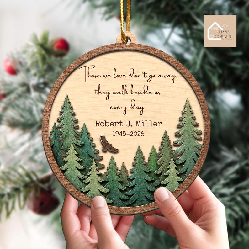 Custom Memorial Wooden Ornament, In Memory Ornament,Dad Remembrance Ornament,Mom Loss Ornament,Loss of Father Gift, Memorial Christmas Gifts
