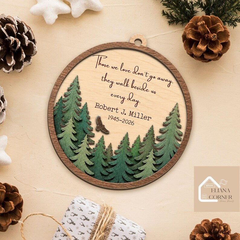 Custom Memorial Wooden Ornament, In Memory Ornament,Dad Remembrance Ornament,Mom Loss Ornament,Loss of Father Gift, Memorial Christmas Gifts