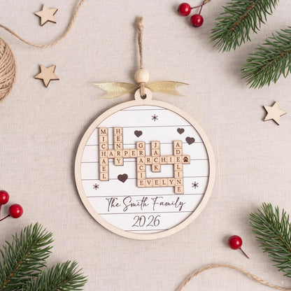 Custom Crossword Wooden Ornament, Hanging Display and Keepsake D35