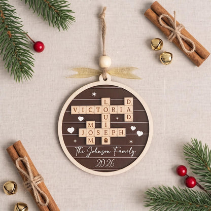 Custom Crossword Wooden Ornament, Hanging Display and Keepsake D35