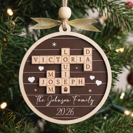 Custom Crossword Wooden Ornament, Hanging Display and Keepsake D35