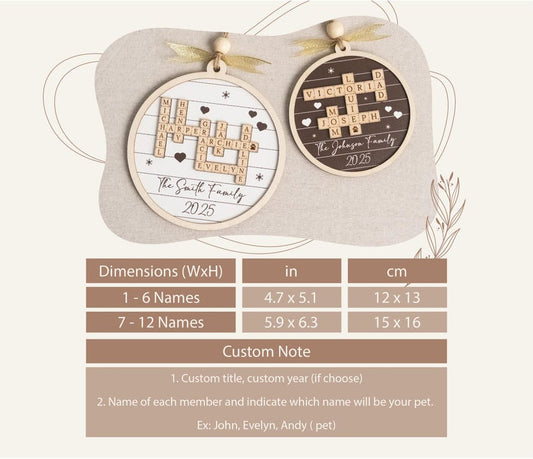 Custom Crossword Wooden Ornament, Hanging Display and Keepsake D35
