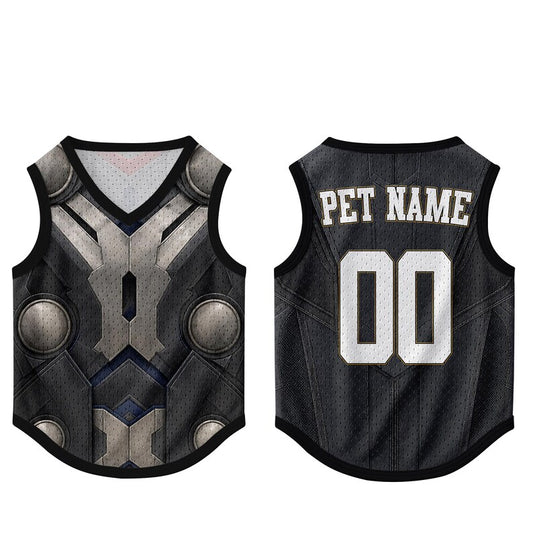 Custom Pet Superhero Jersey, Personalized Outfit for Dogs Cats, Inspired Thor Avengers Pet Mess Jersey Name Number Sportswear Pet Jersey