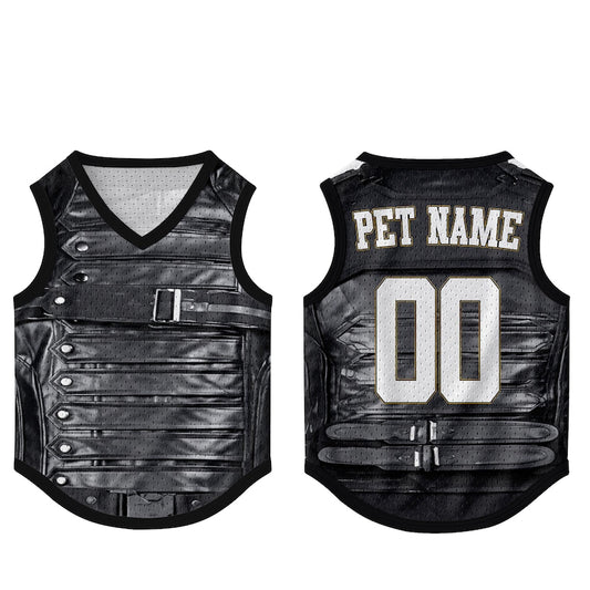 Custom Pet Superhero Jersey, Personalized Outfit for Dogs Cats, Inspired Winter Soldier Pet Mess Jersey Name Number Sportswear Pet Jersey