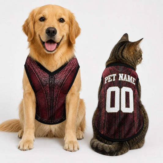 Custom Pet Superhero Jersey, Personalized Outfit for Dogs Cats, Inspired Scarlet Witch Pet Mess Jersey Name Number Sportswear Pet Jersey