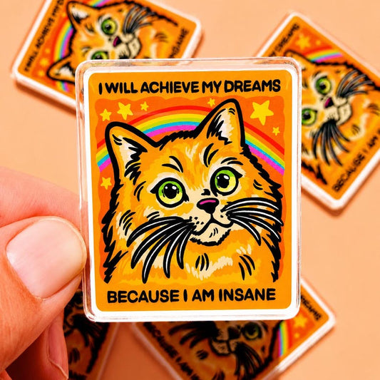Funny Cat Magnet Orange Kitty Owner Gift Ironic Motivational Magnet Dopamine Decor Quirky Home Decor Sarcastic Locker Mental Health Humor